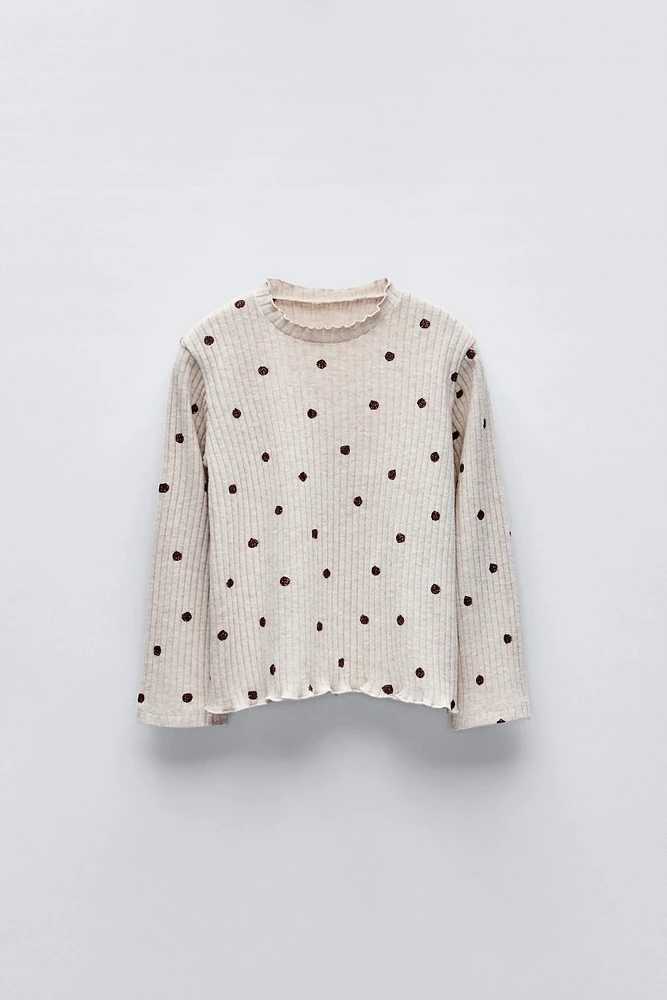 SOFT TOUCH POLKA DOT RIB T-SHIRT