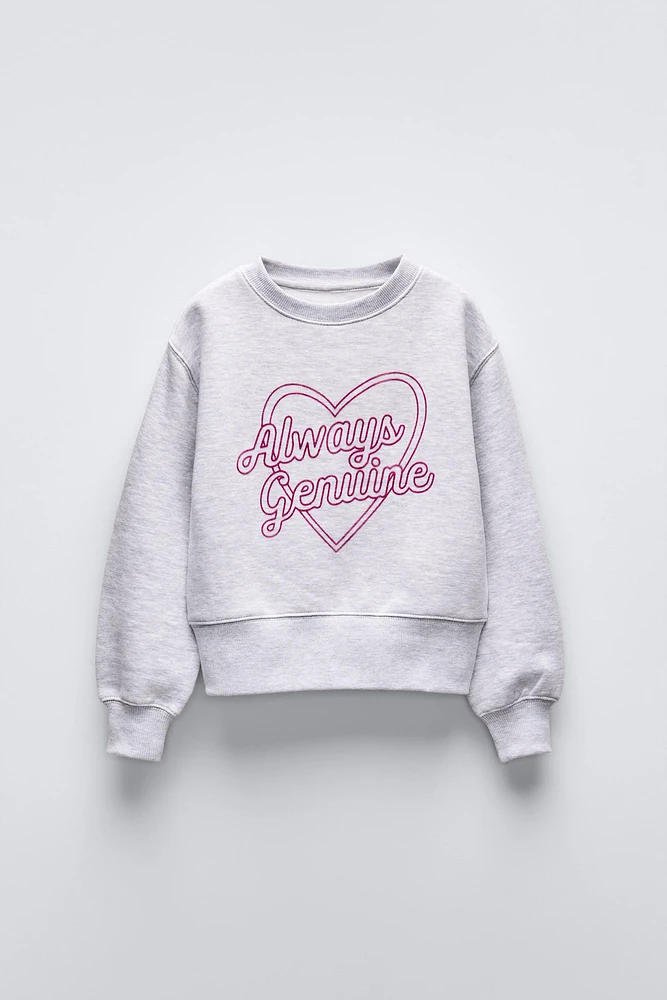 TEXT PRINT FLOCKED SWEATSHIRT