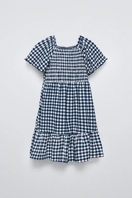 GINGHAM CHECKERED MUSLIN DRESS