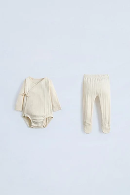 POINTELLE BODYSUIT AND FOOTED LEGGINGS MATCHING SET