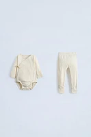 POINTELLE BODYSUIT AND FOOTED LEGGINGS MATCHING SET