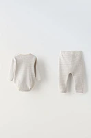 PACK OF RIB STRIPED BODYSUIT AND LEGGINGS