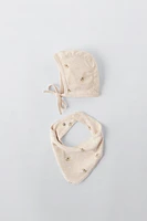 LITTLE BEARS BONNET AND BANDANA SET