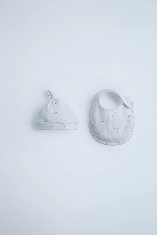 PRINTED RIB HAT AND BIB PACK