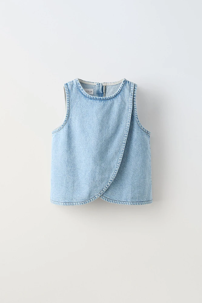 DENIM WRAP TOP