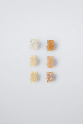 SIX-PACK OF BEAR HAIR CLIPS