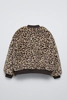 ANIMAL PRINT FAUX FUR BOMBER JACKET