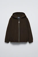 WOOL BLEND SHORT COAT WITH HOOD