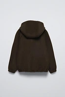 WOOL BLEND SHORT COAT WITH HOOD