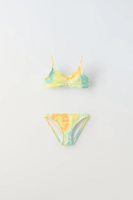 6-14 YEARS/ TIE DYE SHELLS TEXTURED BIKINI