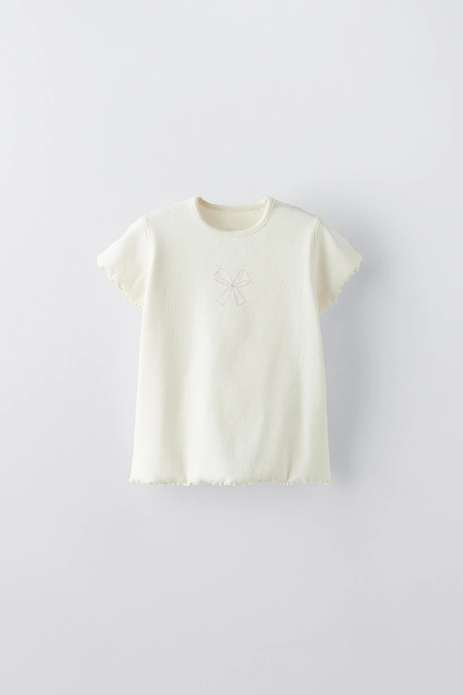 EMBROIDERED RIBBED T-SHIRT