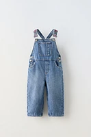 EMBROIDERED DENIM OVERALLS