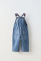 EMBROIDERED DENIM OVERALLS