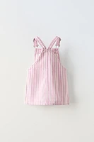 STRIPED TWILL PINAFORE DRESS