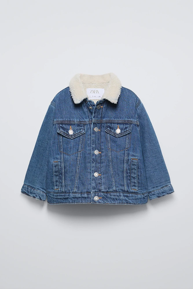 FLEECE TRIM DENIM JACKET