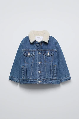 FLEECE TRIM DENIM JACKET