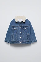 FLEECE TRIM DENIM JACKET