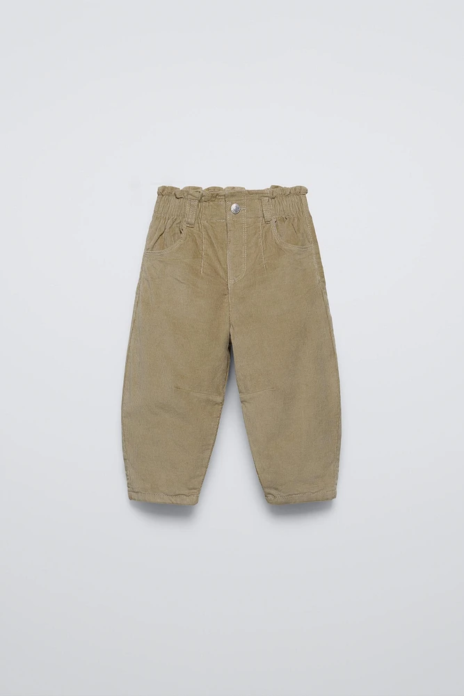 LINED CORDUROY PAPERBAG PANTS