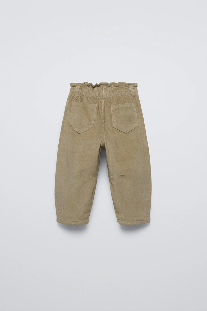 LINED CORDUROY PAPERBAG PANTS