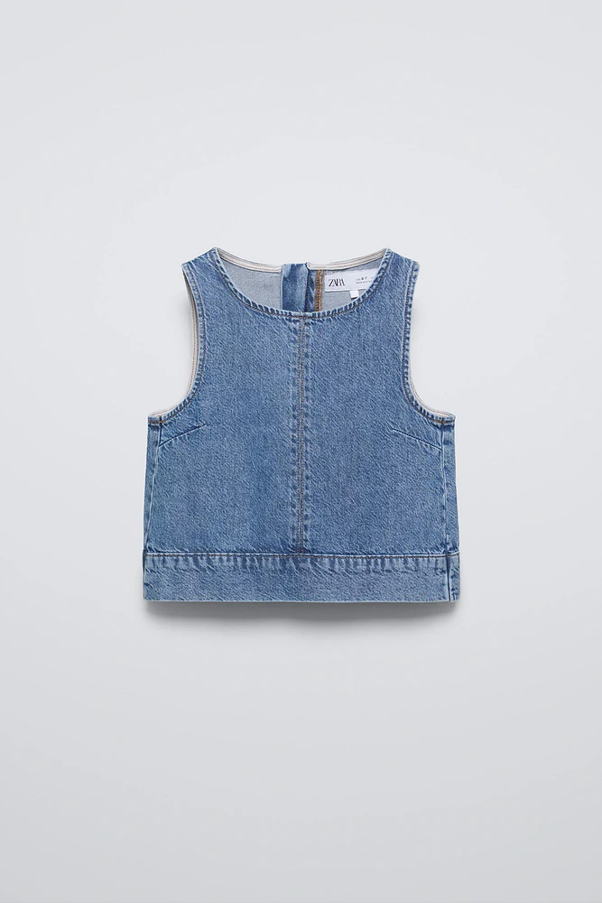 ZIPPERED DENIM TOP