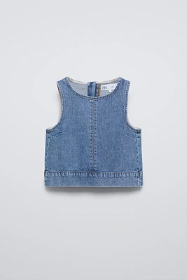 ZIPPERED DENIM TOP