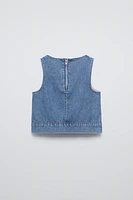 ZIPPERED DENIM TOP