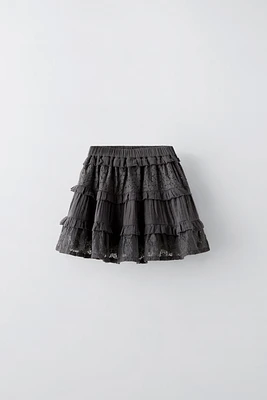 RUFFLED LACE SKIRT