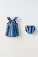 RUFFLED DENIM PINAFORE