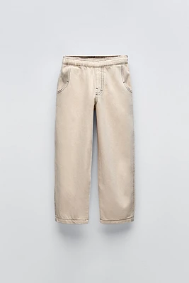 BARREL PANTS WITH TOPSTITCHING