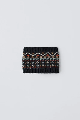 JAQUARD KNIT NECK WARMER