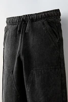 WASHED EFFECT STRAIGHT LEG PANTS