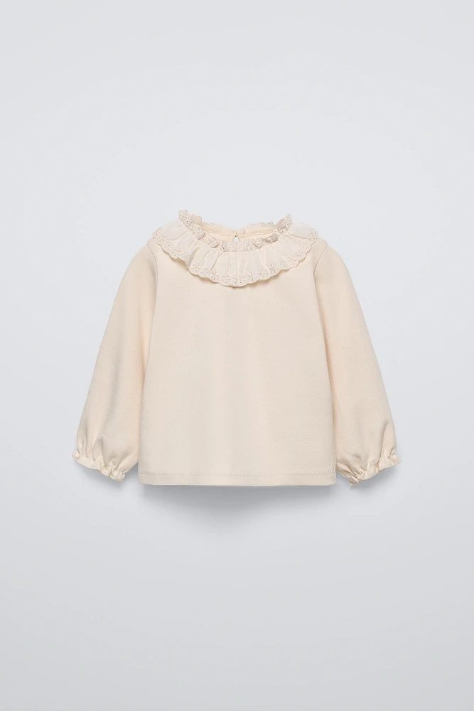 SWISS EMBROIDERY COLLAR TOP