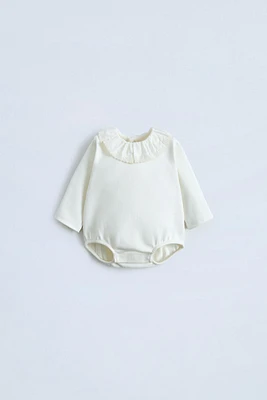 BODYSUIT WITH EMBROIDERED COLLAR