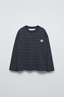 EMBROIDERED PATCH STRIPED T-SHIRT