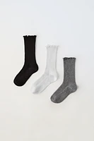 THREE-PACK OF RUFFLED SOCKS