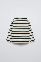 STRIPED SHIRT WITH EMBROIDERED TEXT