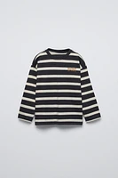 STRIPED SHIRT WITH EMBROIDERED TEXT