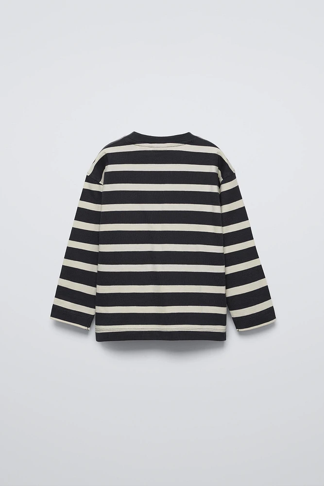 STRIPED SHIRT WITH EMBROIDERED TEXT