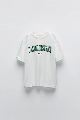 EMBROIDERED TEXT T-SHIRT