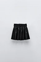 FAUX LEATHER SMOCKING SKIRT