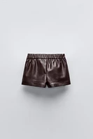 FAUX LEATHER SHORTS WITH BOW