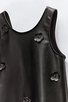 FLORAL FAUX LEATHER PINAFORE DRESS