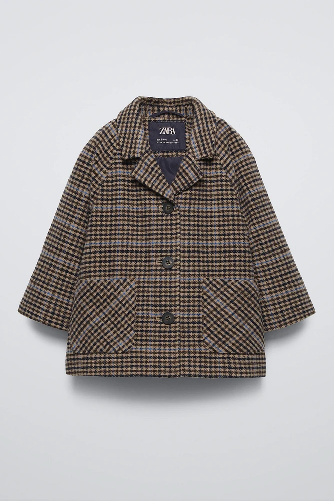 PLAID FELT TEXTURE COAT