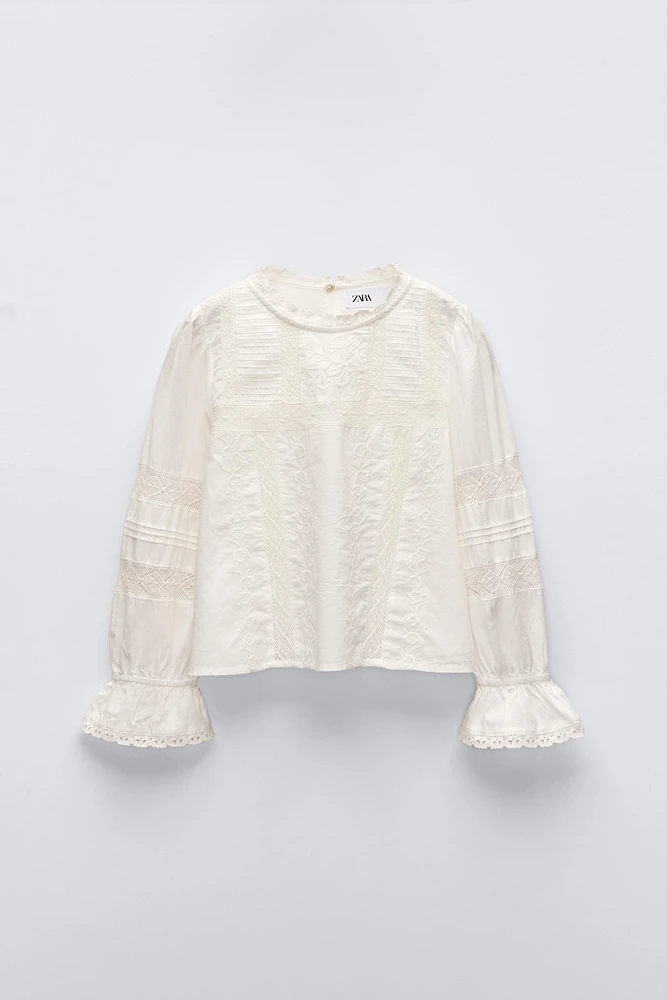 LACE SHIRT WITH EMBROIDERY