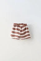 LABEL DETAIL STRIPED SHORTS