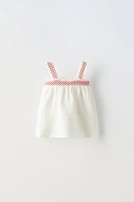 EMBROIDERED MUSLIN TOP