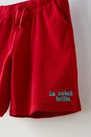 TEXT DETAIL TERRYCLOTH SHORTS