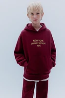 TEXT PRINT LINED HOODIE SWEATSHIRT