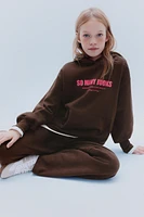 TEXT PRINT LINED HOODIE SWEATSHIRT