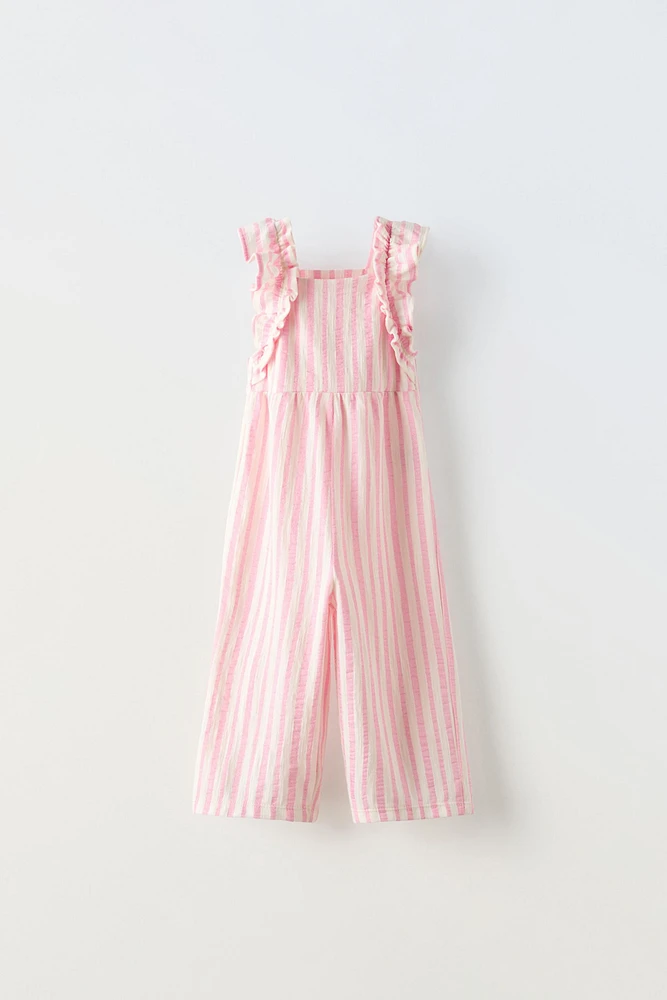 STRIPES AND RUFFLES JUMPSUIT